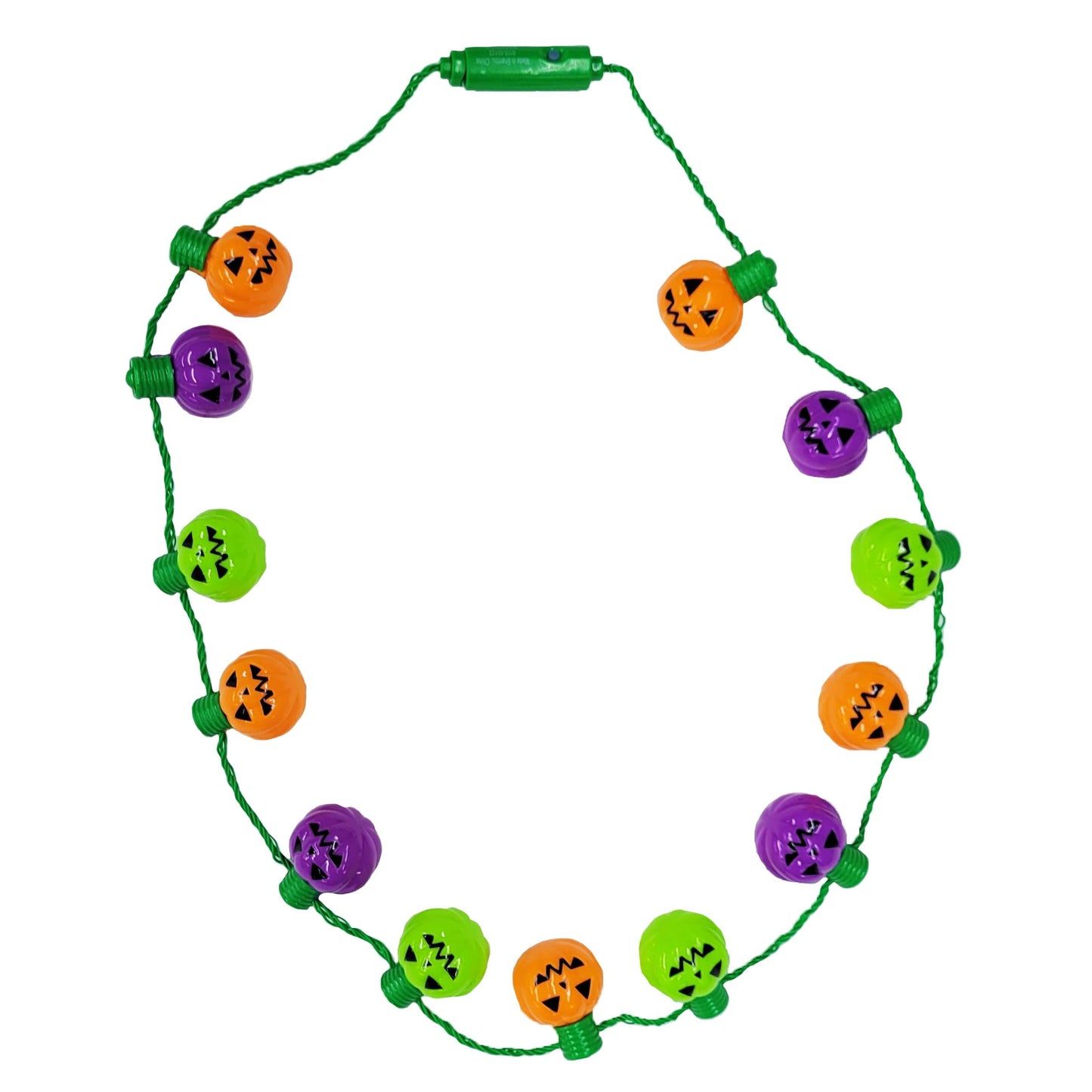 The Dreidel Company Halloween Necklace Light-Up Colorful Necklace, Costume Accessory, Spooky Party Favor, 25' Necklace (Multicolor Pumpkin Necklace, Single)