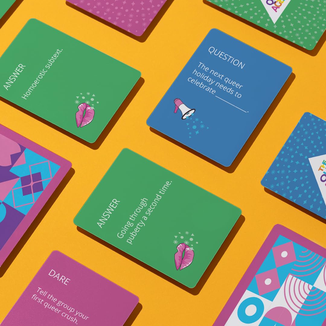 FITZ The Queer Agenda Party Game - 350 LGBTQ+ Cards, 3-10 Players, Cardstock, Multicolor, Ages 17+, Model TGTQABP2