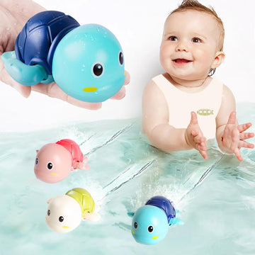 TOHIBEE Blue Bath Toys for Toddlers 1-3 Years - Swimming Turtle Floating Wind-Up Bathtub Toys for Boys & Girls, Pool Water Fun