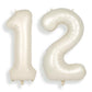 Suwen 40 Inch Cream White Large 12 Number Balloons Big Foil Helium Number Balloons 0-9 Jumbo Happy 12Th Mylar Birthday Party Dec
