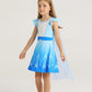 WonderBabe Girl's Snow Party Princess Costume Halloween Christmas Birthday Party Dress Up for Little Girls with Princess Cape si