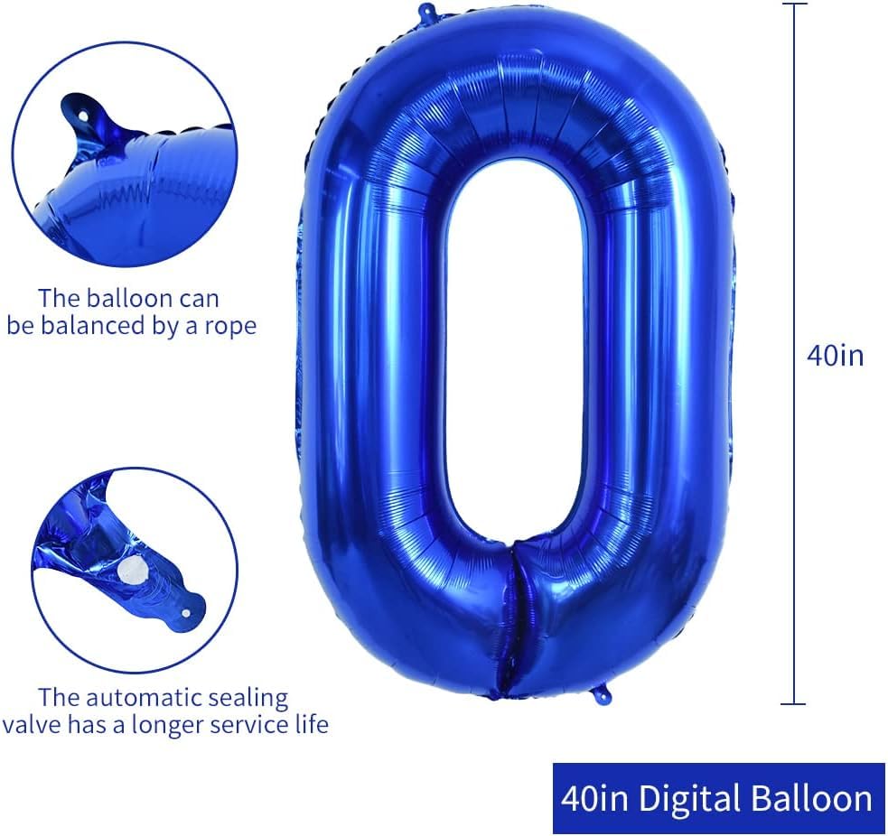 TONIFUL Giant 40 Inch Navy Blue Number 30 Helium Balloons - Foil Mylar for 30th Birthday Party Decorations