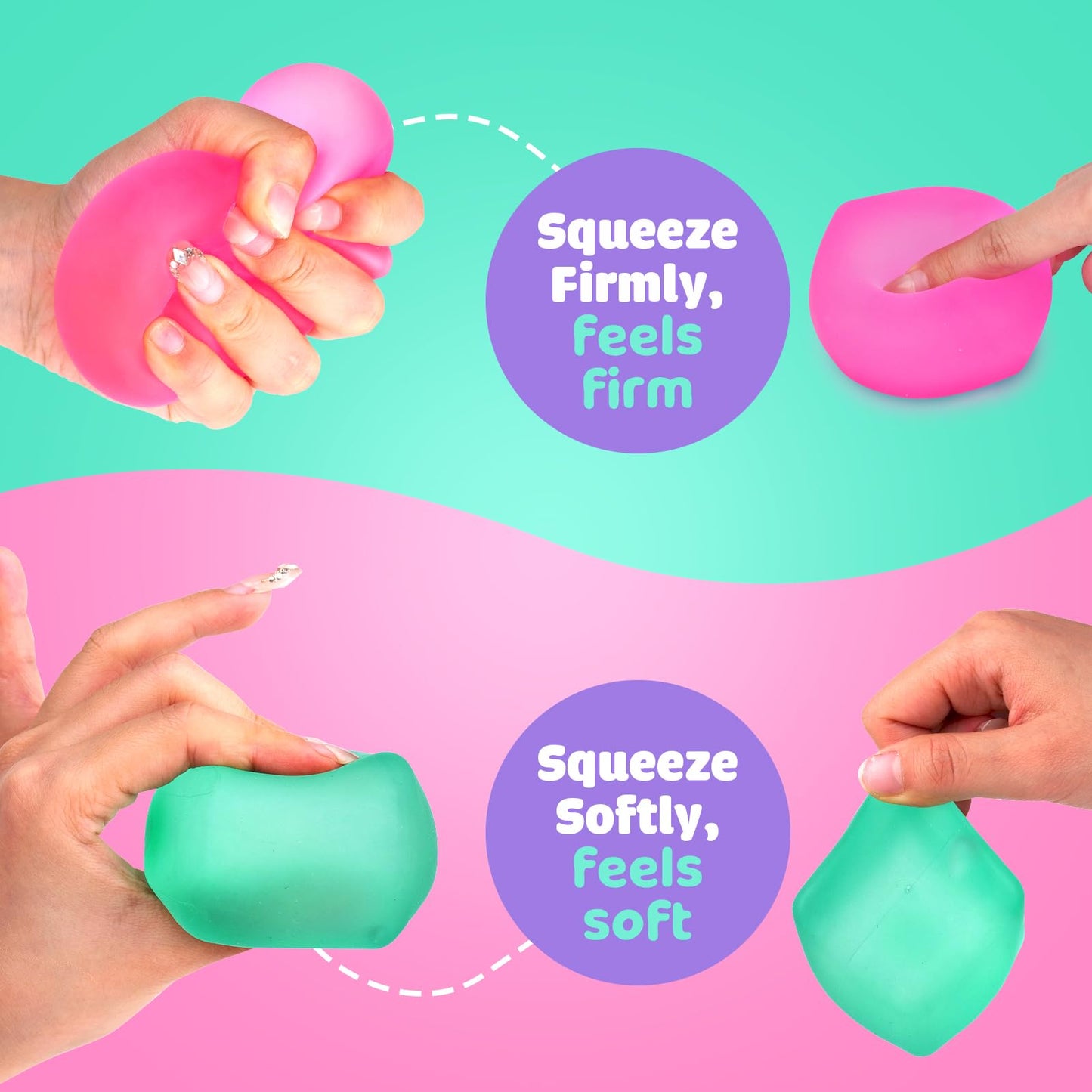 Fidget Toy Stress Cube 3 Pack - Squishy Fidget Toys For Relaxation, High Density Gel Filled, Fidgets For Classroom, Calming Toys For Kids Adults Children Teens