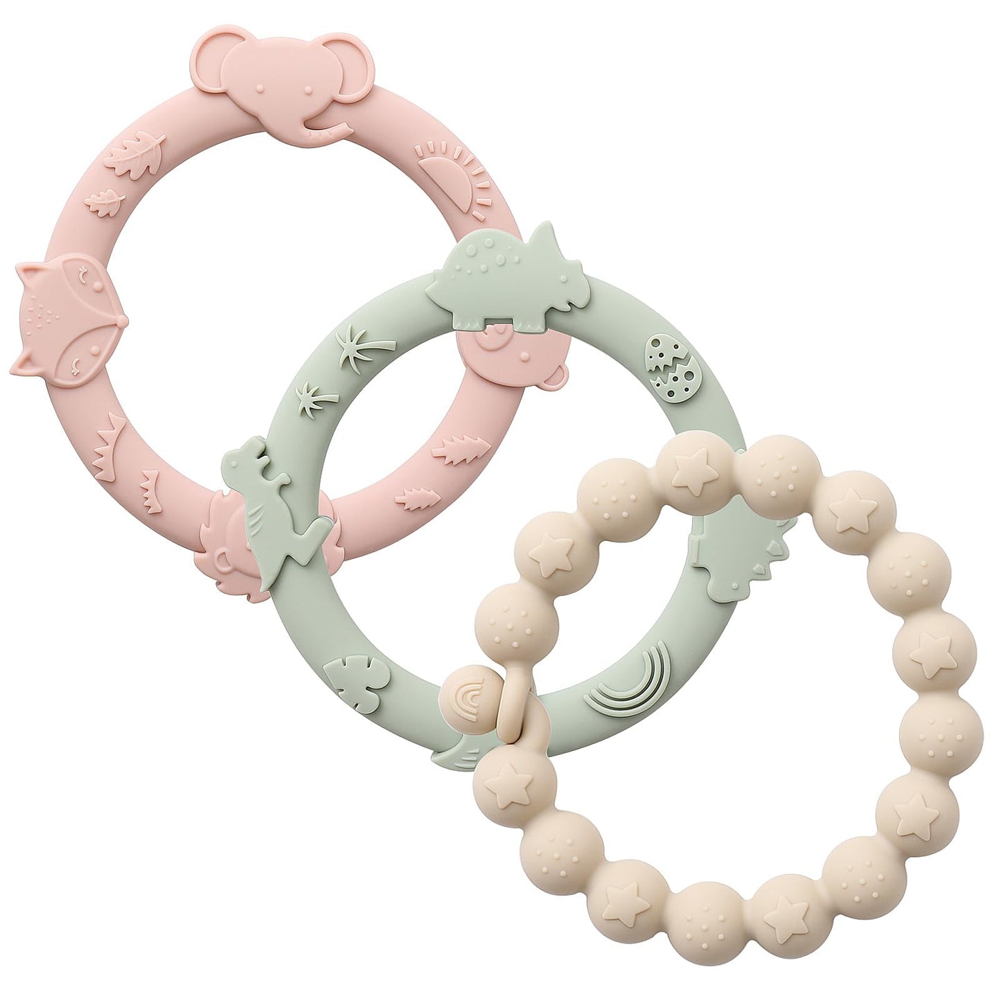 Yiveko Baby Teether Rings Silicone Teethers For Babies Multi Use Baby Toy Rings Teething Toys For Infants Baby Chew Toys Baby Te