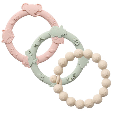 Yiveko Baby Teether Rings Silicone Teethers For Babies Multi Use Baby Toy Rings Teething Toys For Infants Baby Chew Toys Baby Te
