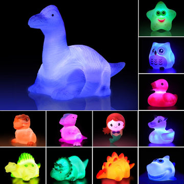 Jomyfant Baby Bath Toys,12 Packs Light Up Floating Rubber Toys Flashing Color Changing Light In Water Bathtub Shower Games Toys