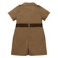 Baby Safari Outfit Wild One Birthday Outfit Girl Short Sleeve Safari Jumpsuit With Hat Toddler Zoo Keeper Costume Brown 6-12 Mon
