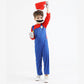 Aoibox Plumber Costume For Kids M&L Super Brothers Cosplay Boys Halloween Costumes Jumpsuit With Hat Mustache Rm