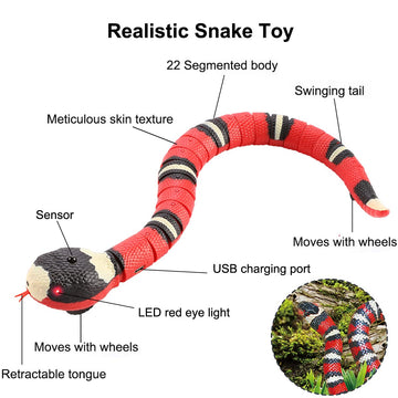 Gawertoy Induction Snake Toy For Kids Pets, 16' Rechargeable Realistic Rattle Snake Toy With Retractable Tongue And Swinging Tail, Perfect Children Birthday Halloween