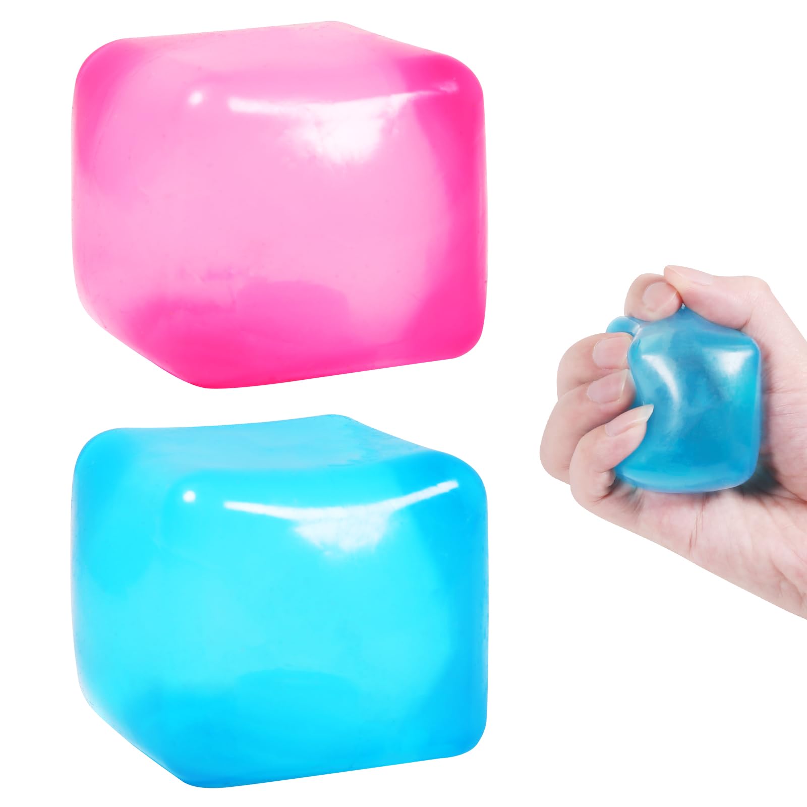 2Pack Stress Cube Squishy Stress Balls For Adults Kids Sensory Fidget Toy For Your Best Mellow And Chill -Ice Cubes-Square Shape