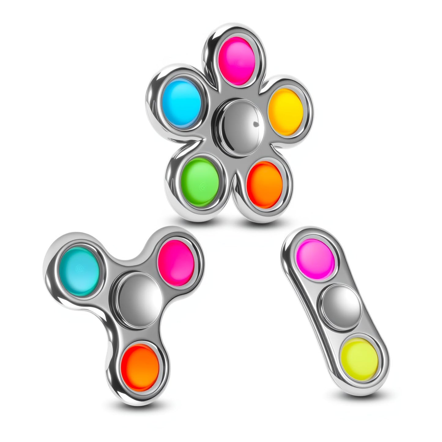 FIGROL Fidget Spinner 3 Pack Pop mature-themed Fidget Toys for mature-themed Anxiety Relief  Spinners for Teen Boys Kid Birthday Gifts Prize Halloween Party Favor & Goodie Bag Fillers(Silver)