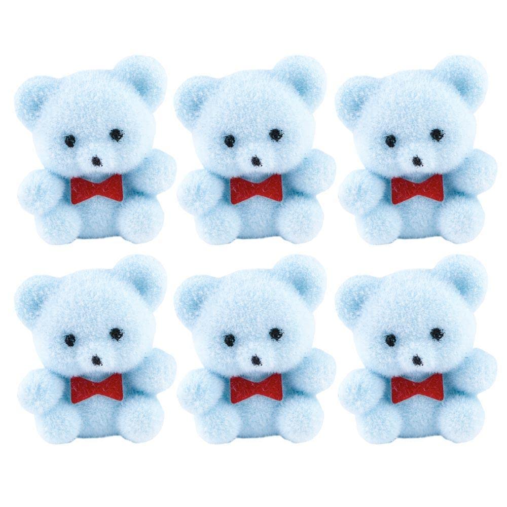 Factory Direct Craft Package Of 18 Flocked Miniature Light Blue Teddy Bears - Tiny Bear Shaped Figurines (Size: 1 Inch)