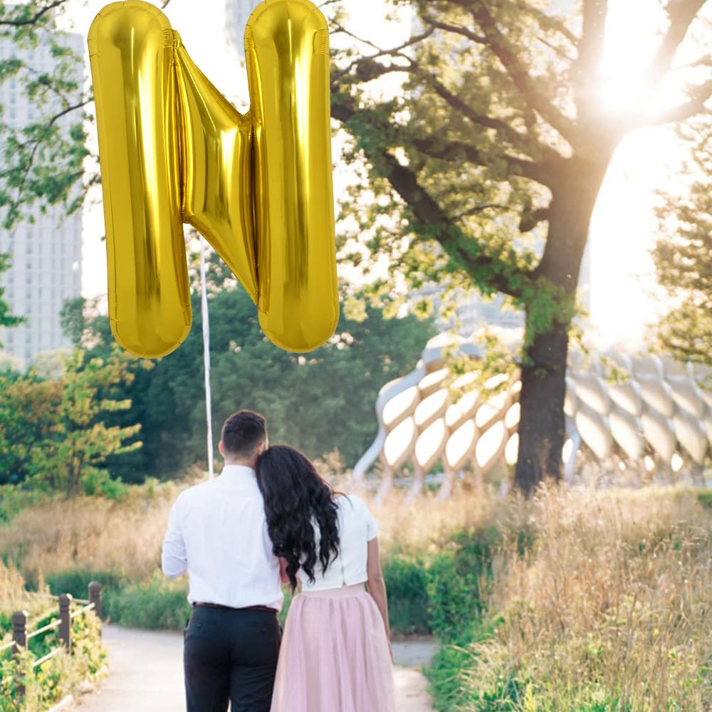 Toniful 40 Inch Large Gold Letter N Balloons Helium Balloons,Foil Mylar Big Balloons For Birthday Party Anniversary Supplies Dec