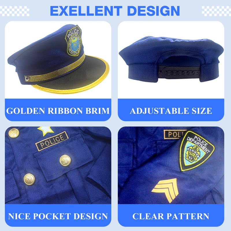 Udekit Police Cosutme For Kids, Police Officer Costume Uniform Set With Accessories For Kids Boys Girls Halloween Cosplay Party For Age 6 To 8