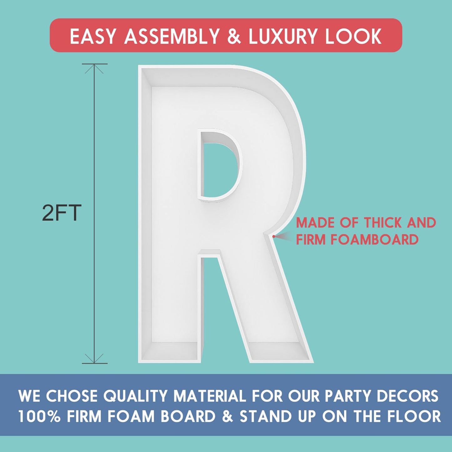 JW Passion 2FT Letter R Mosaic Balloon Frame Kit - DIY Fillable Letters for Birthday & Wedding Decor