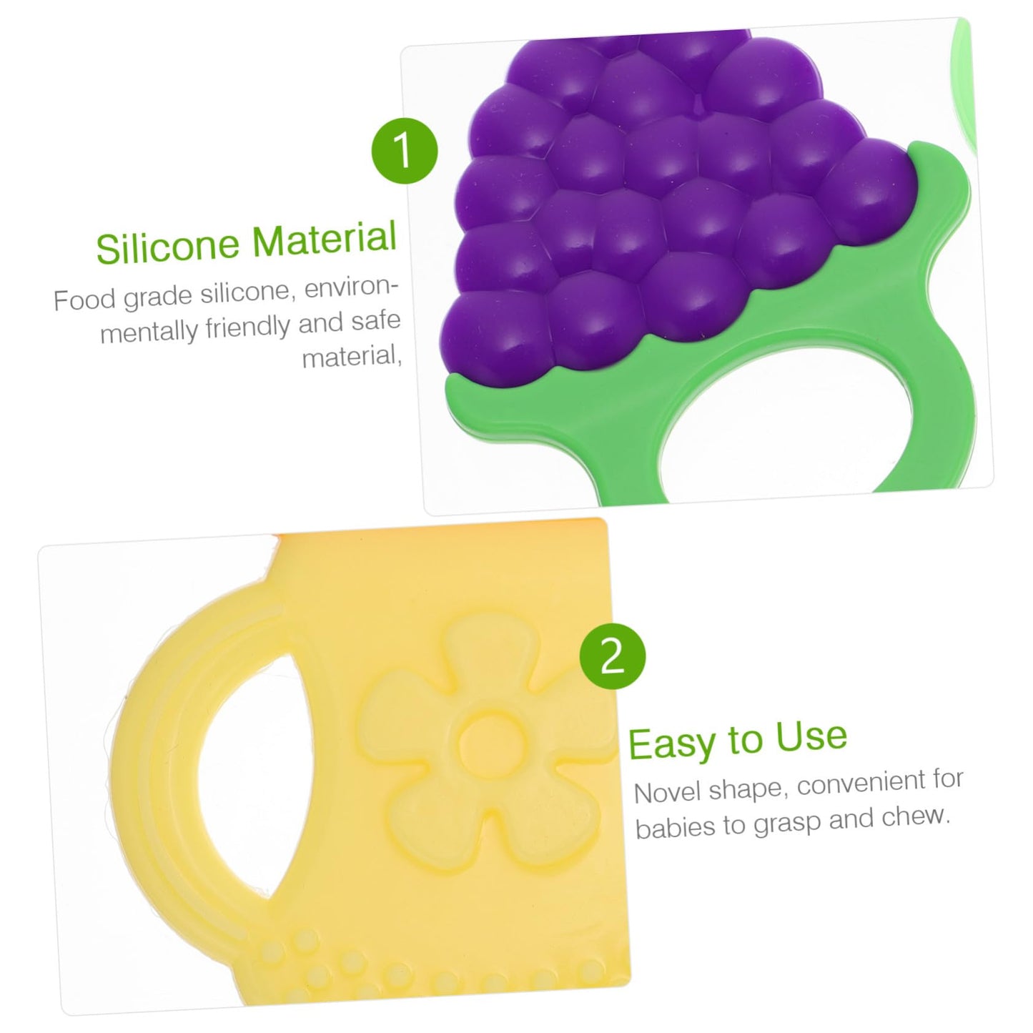 IWOWHERO 5pcs Silicone Teether Cartoon Molar Chew for Newborns Soothing Gum Relief Sensory Development Gift for Teething