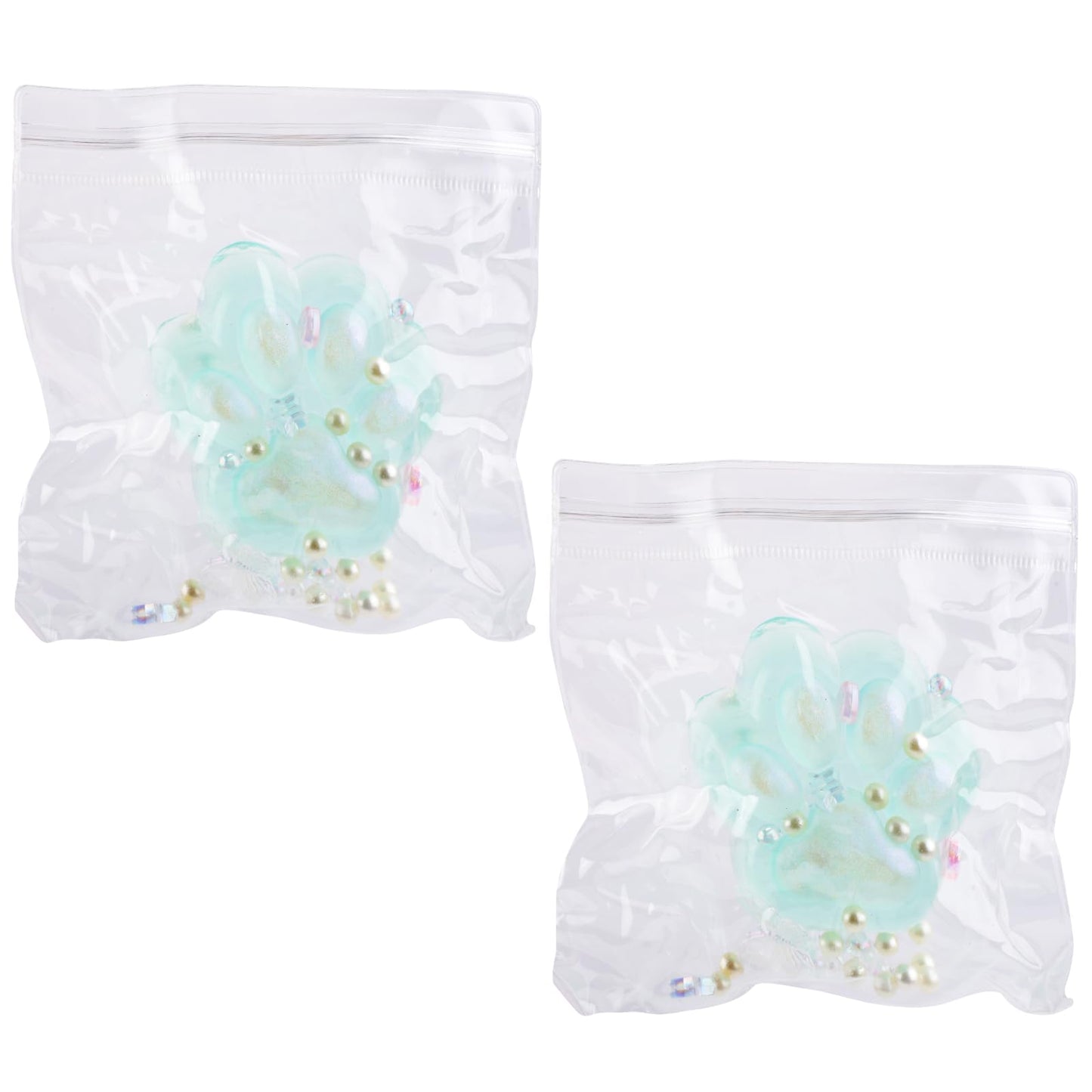 2pcs Cat Paw Squeeze Toy  Glitter Soft Cat Paw Squishy Kawaii Jelly Kitty Relaxing Animals Stress Relieving Fidget Toys for Kids Teenagers mature-themeds (Green)