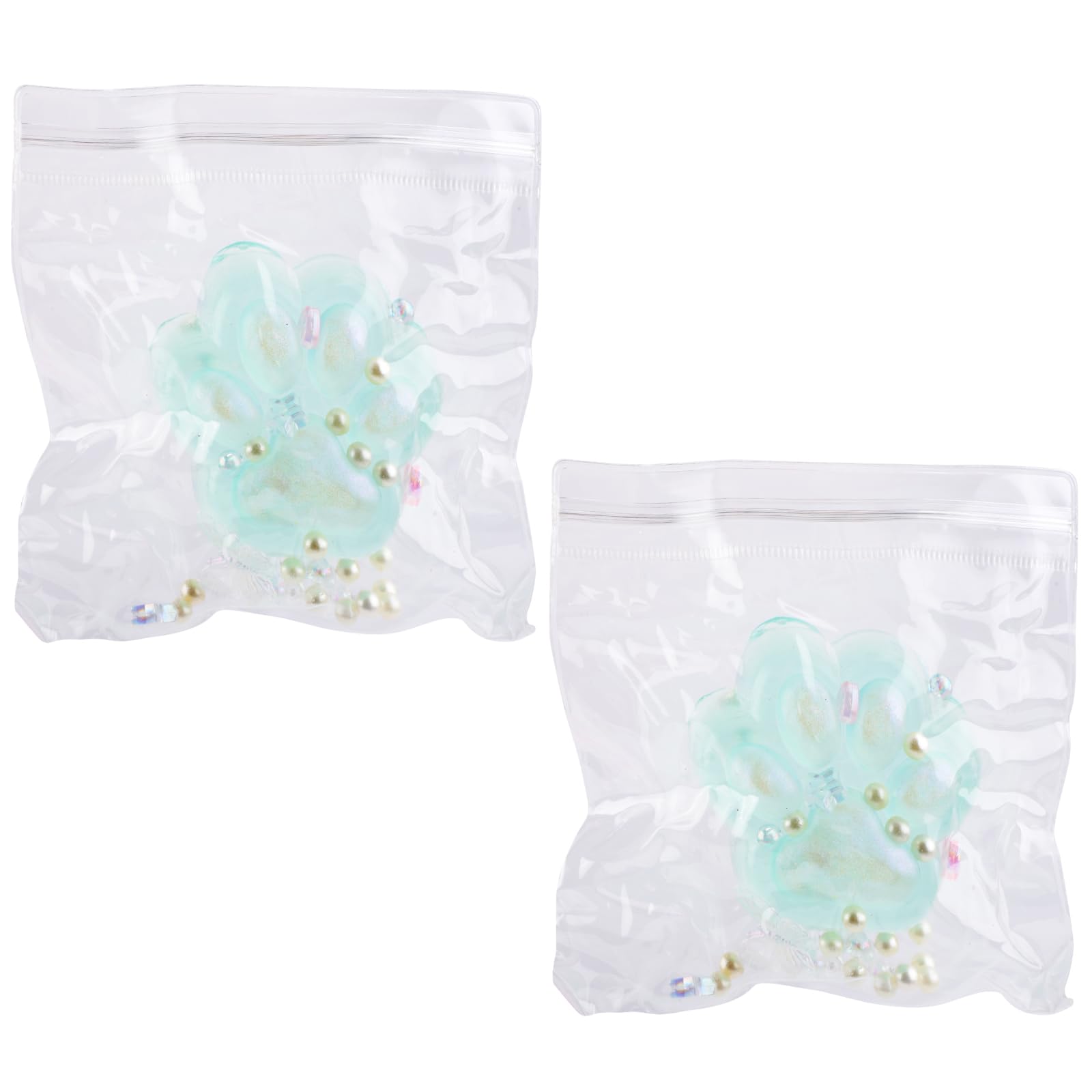 2pcs Cat Paw Squeeze Toy  Glitter Soft Cat Paw Squishy Kawaii Jelly Kitty Relaxing Animals Stress Relieving Fidget Toys for Kids Teenagers mature-themeds (Green)