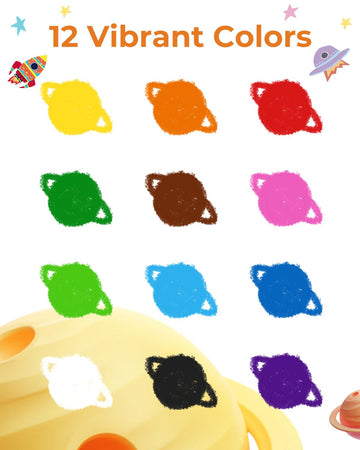 JUPITEARTH 12 Colors Twist Crayons for Toddlers 1-3, Non-Toxic Washable Crayons for Ages 4-8 with Storage Bucket, Ultra-Silky an