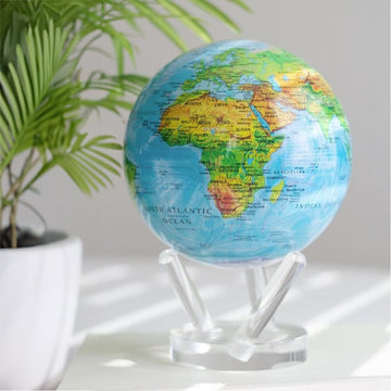 Mova Globe - Blue Relief Map 8.5    | Solar-Powered Rotating World Globe With Terrain Detail | No Batteries Or Cords | Elegant D