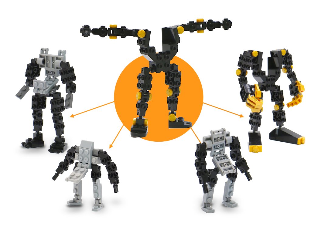Mybuild Bricks Creative Building Blocks Pack F503 - Mecha Frame Toy Building Blocks Socket And Clip Pivot Joints 20 Pieces