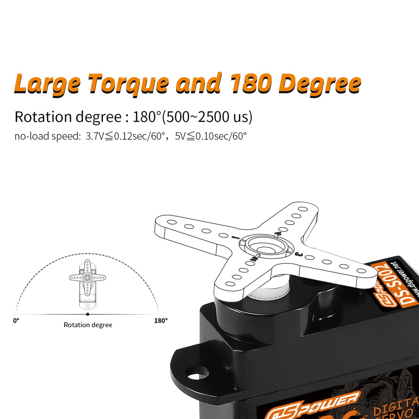Dspower 2Pcs 4.3G Mini Servo, Rc Micro Digital Servo Motor Metal Gear Coreless Steering Servos For Fixed-Wing Helicopter Airplan