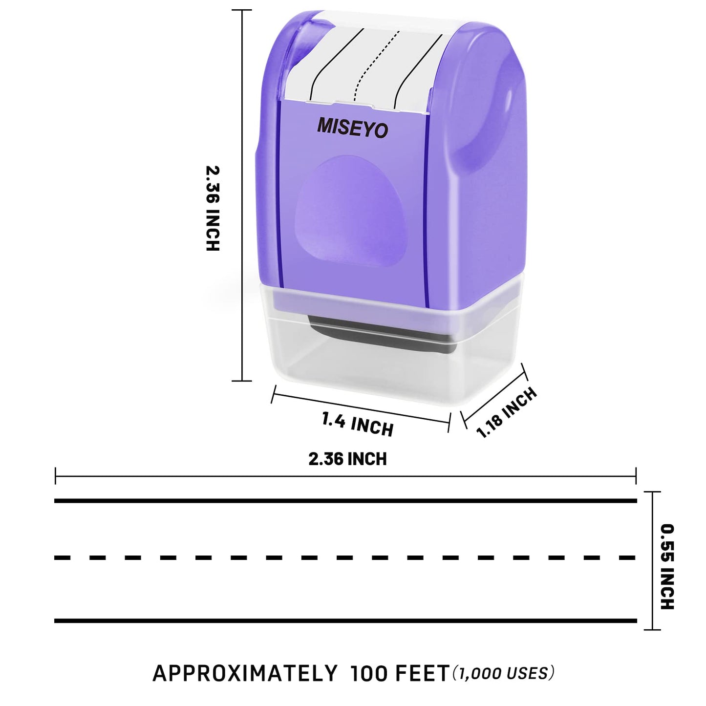 Miseyo Dashed Handwriting Lines Practice Roller Stamp (Purple)