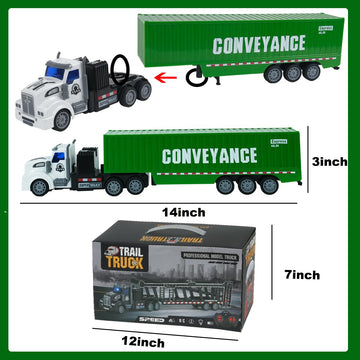 CALEST Remote Control Semi Truck with Trailer, 14'' 1:48 Trailer Truck Toy, Equipped with 2 Rechargeable Batteries, Gifts Ideas