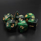 CREEBUY Polyhedral DND Glitter Dice Set - Black Mixed Green Nebula Acrylic for RPG Games
