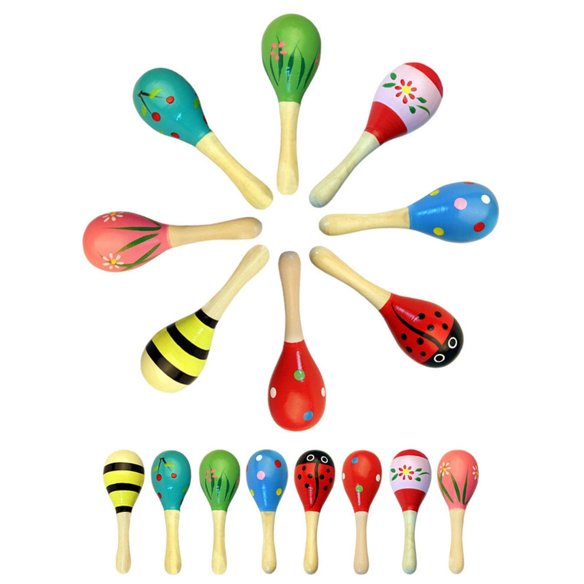Zoomella 3X Wooden Percussion Musical Instrument Playset For Baby Months Children Style A|Baby |Rattles