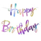 Tatuo Iridescent Happy Birthday Banner Sign Shiny Happy Birthday Banner Changeable Garland Bunting Decoration, Iridescent Party 