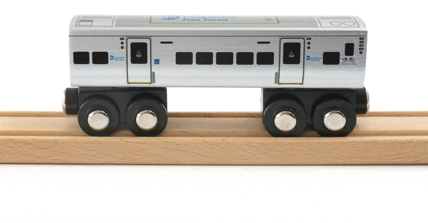 MUNI PALS Munipals Long Island Rail Road Wooden Railway M7 2-car Set-Child Safe and Tested Wood Toy Train