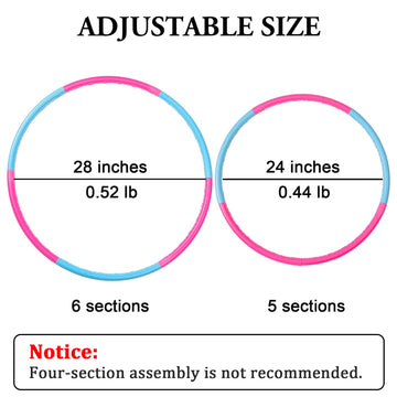 Liberry Kids Exercise Hoop - Detachable & Size Adjustable Hoola Ring - Blue/Pink - Durable Plastic Toy for Active Play