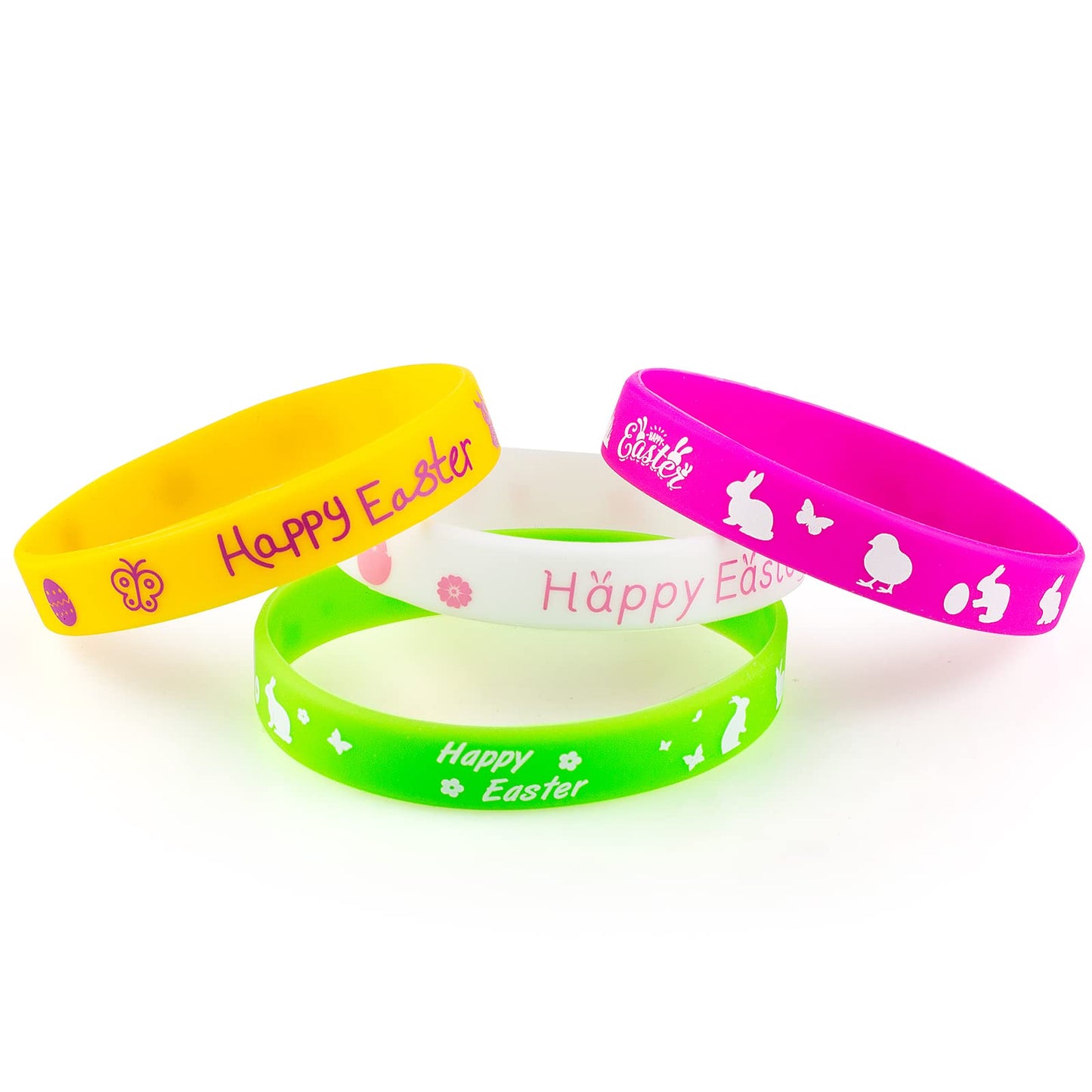 Hexiaoxiao 24Pcs Easter Rubber Bracelets Silicone Wristbands For Easter Party Favors Supplies Rubber Bracelets For Kids&Teens Gi
