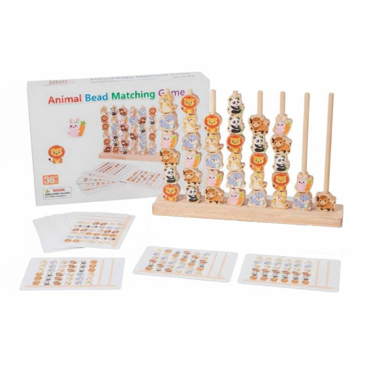 Merishopp ParentChild Play Creature Bead Matching Game Educational ChildCentered Wooden Bead Game Early Cognitive Development 