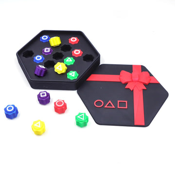 Koovdem Traditional Tossing Game,Gongi Korean Folk Game Set Family Travel Gongi Folk Set Pieces Dice With Base (Hexagonal Gift B