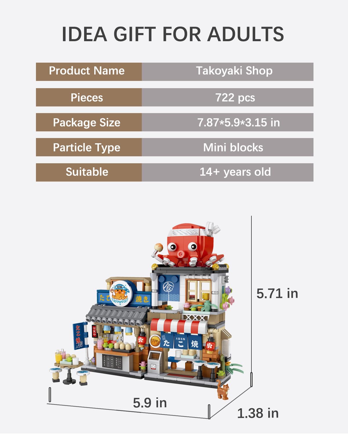 LUOGFYNI Japanese Street View Izakaya Shop Building Blocks Set  Theme Store Simulation Architecture Creative Model  Mini Bricks Construction Building Toy for mature-themeds (1232)