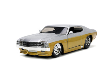 Big Time Muscle 1:24 1971 Chevy Chevelle Ss Die-Cast Car Silver/Gold, Toys For Kids And Adults