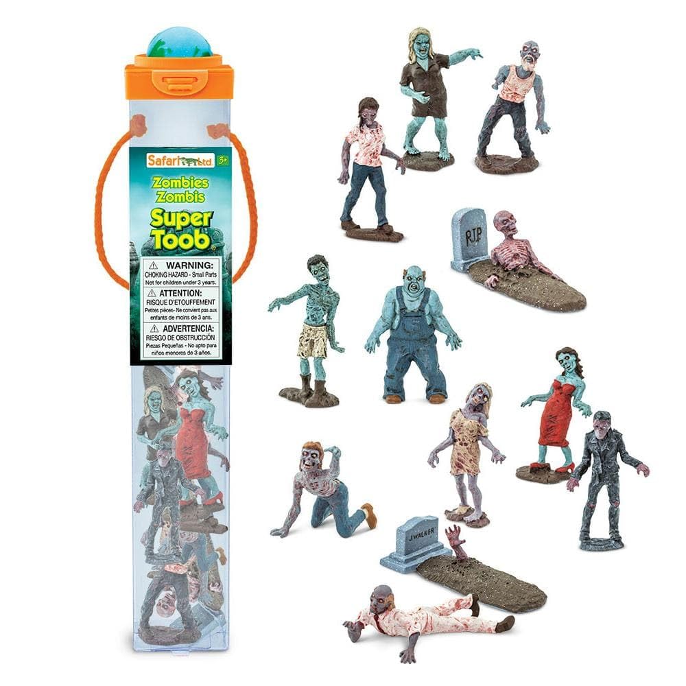 Safari Ltd. Zombies Super Toob - Miniature Zombie Figures For Halloween Display And Play - Toy Figures For Boys, Girls, And Kids Ages 3+