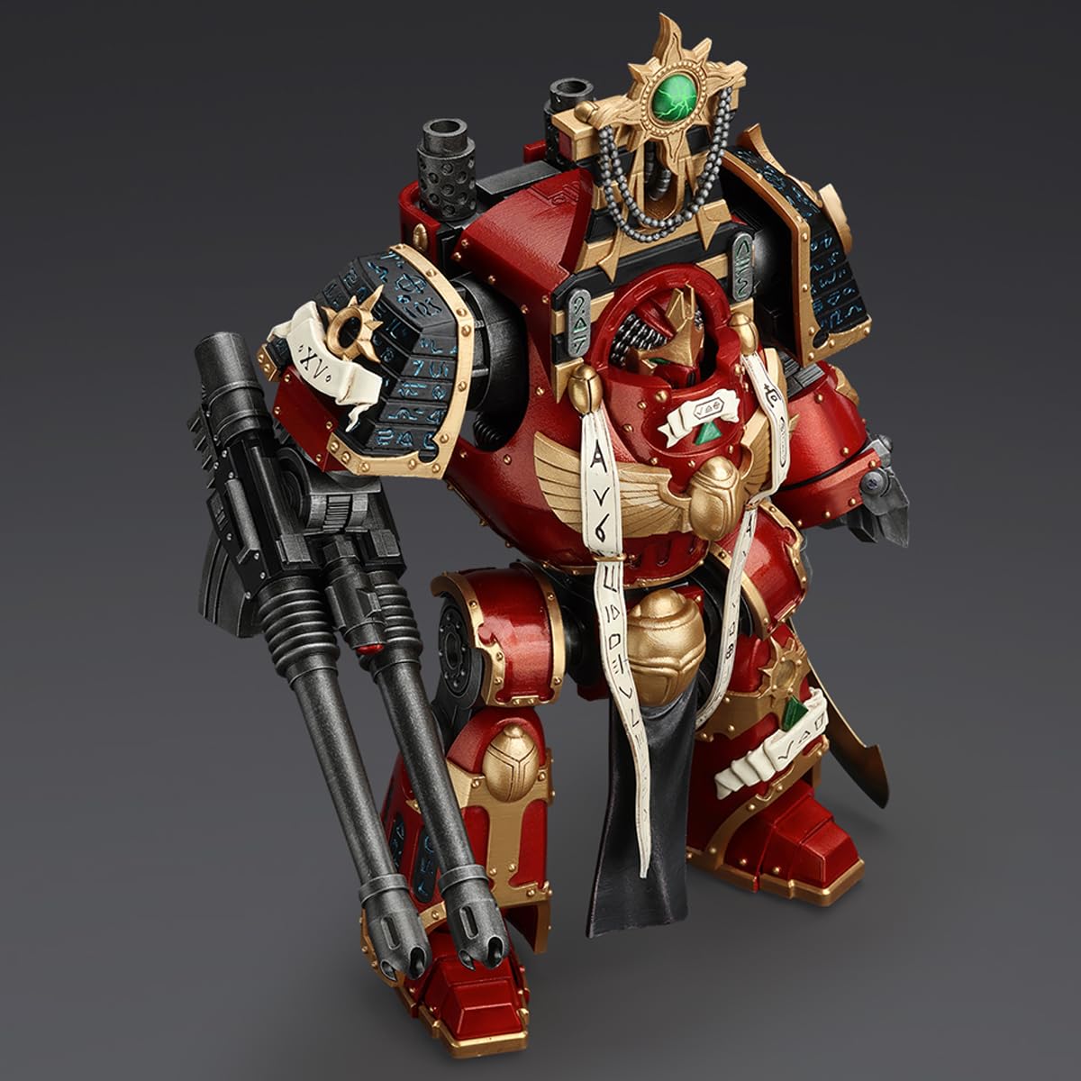 JOYTOY 1/18 Action Figure Warhammer 30K The Horus Heresy Thousand Sons Contemptor-Osiron Dreadnought with Gravis Force cutting edge and Gravis Autocannon Collection Model Birthday Gifts 11.81 inch