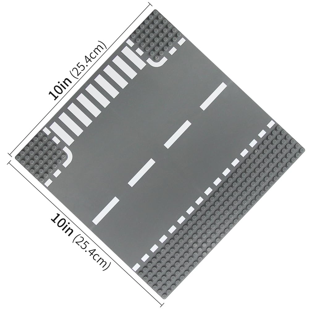 Classic Road T-Junction Base Plates  City Street Building Kit  25 x 25 cm Town Baseplate for Building Bricks Compatible with All Major Brands (T-Junction 2) Pieces