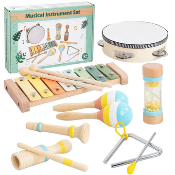 Toddler Musical Instruments Set - Wooden Musical Toys For Toddlers 1-3 Years Old, Percussion Montessori Toys For 1 2 3 Year Old,