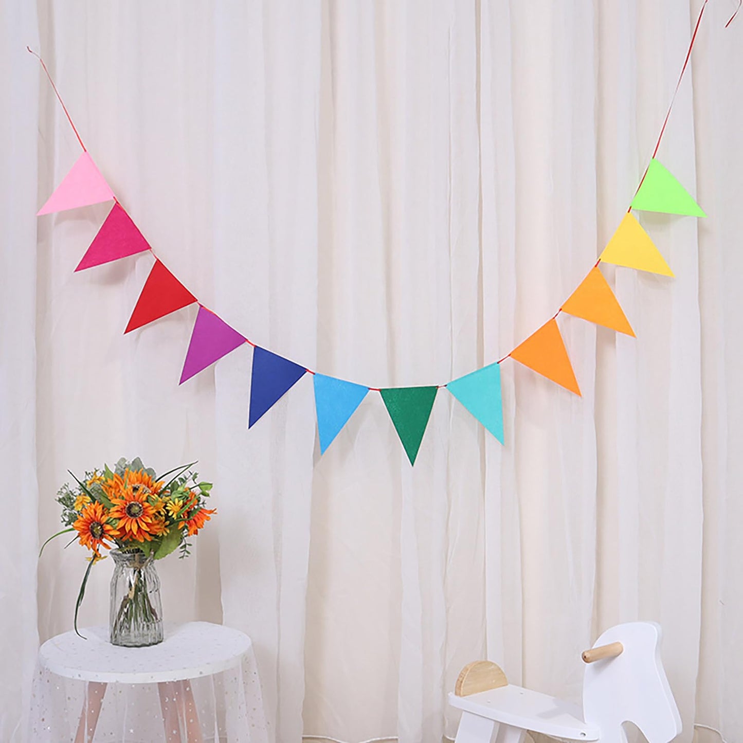 Zooyoo 20 Feet Blue Glitter Pennant Banner, Paper Triangle Flags Bunting For Baby Birthday Party, Wedding Decor, Baby Shower, 30