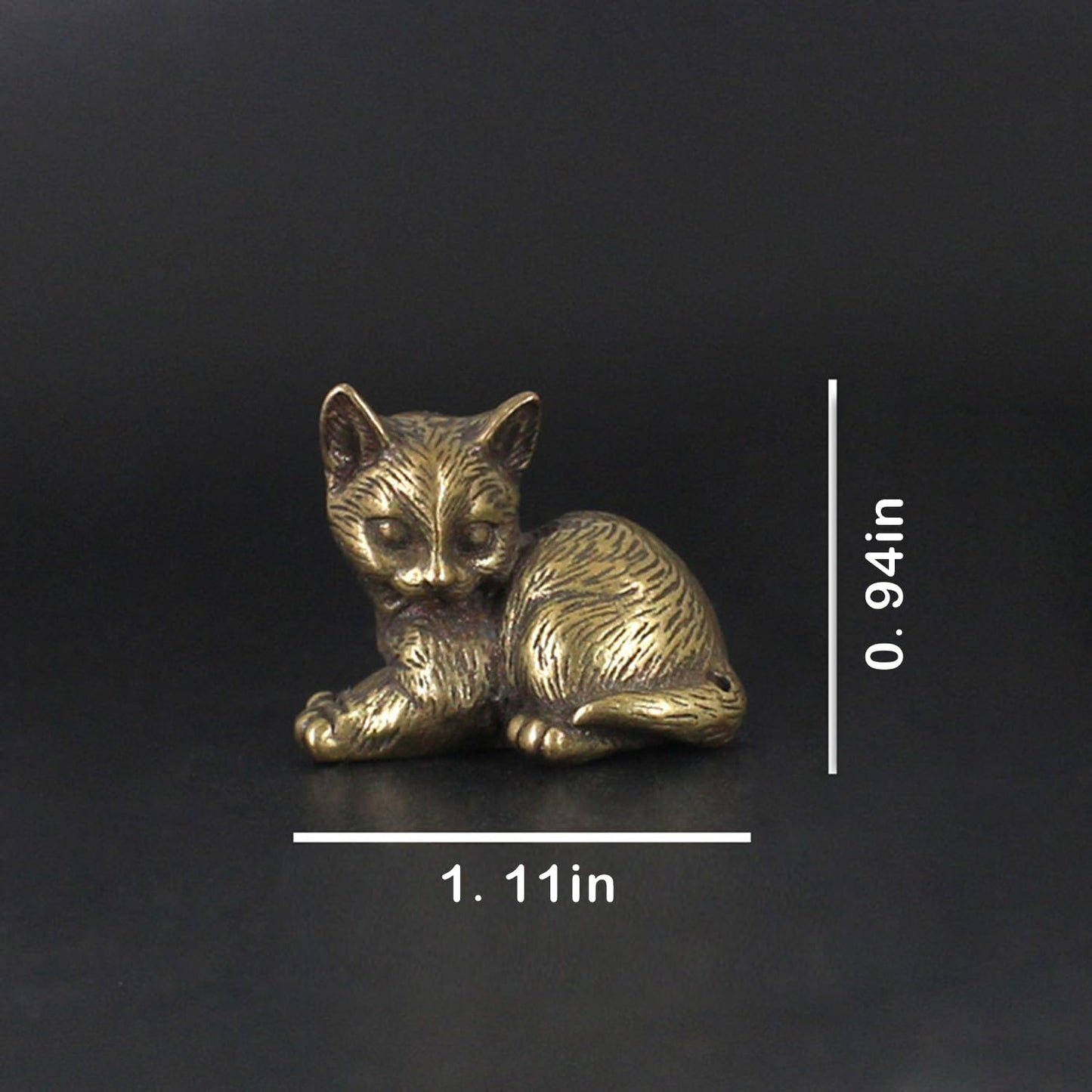 Aorvoras Miniature Sleeping Cat Figurine, Brass Cat Figurines, Retro Cat Statue Ornament, Dollhouse Miniature Cat, Mini Micro Ga