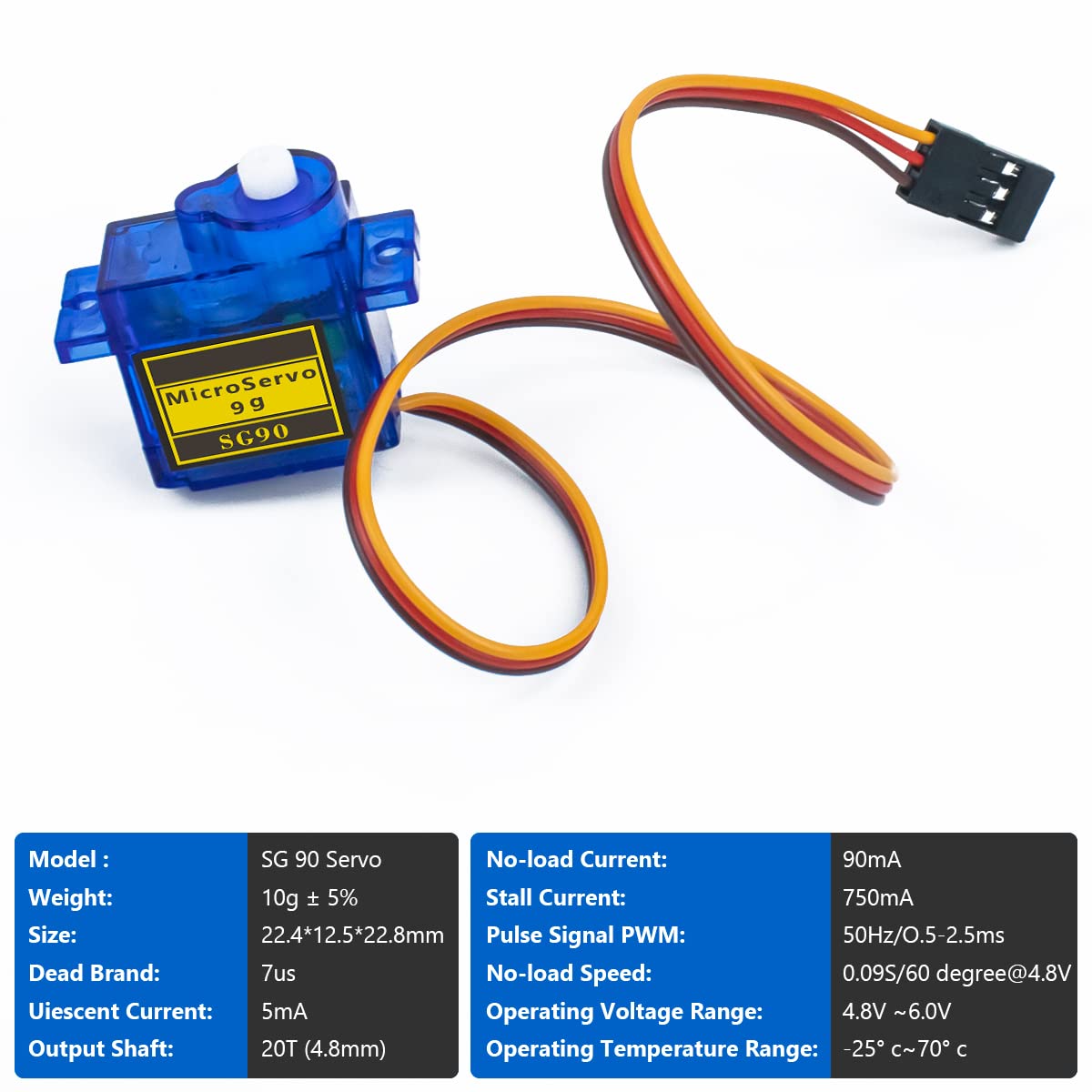Hosyond 10 Pack Servo Motors SG90 9G Micro Servo for RC Robot Helicopter Airplane Boat Remote Control Toys, Servo for Arduino Pr