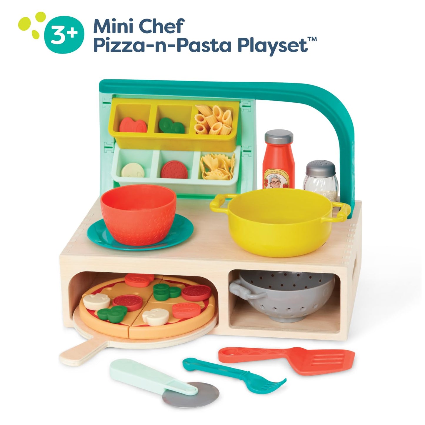 B. toys- Mini Chef - Pizza-n-Pasta Playset- Pretend Play Pizza & Pasta Play Set - Play Food & Role-Play Accessories- Food Toys f