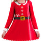 Christmas Santa Dress for Girl Long Sleeve Xmas Red Tshirt Dress Unique Ugly Swing Dresses 5-6 Years