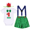 Watermelon 1st Birthday Outfit Baby Boy Cake Smash One in a Melon Outfits Bowtie Romper Bloomers Shorts Pants Suspenders Headban
