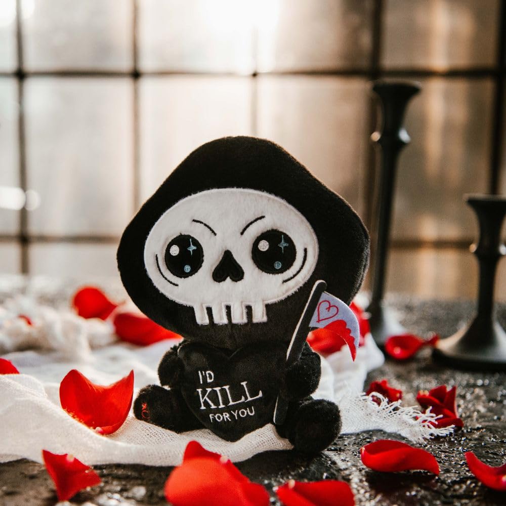 Punchkins Grim Reaper Plushie - I'd Kill for You Sassy Valentine's Day Plush  Gift for Couple (Girlfriend  Boyfriend  Wife  Husband)  Plush Toy for Gifting