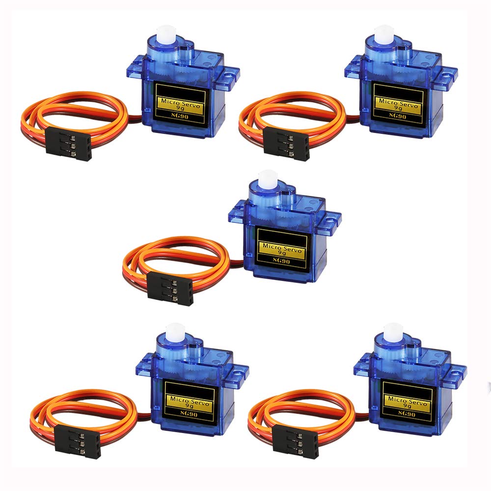 Dorhea 5 Pcs SG90 Micro Servo Motor Mini Servo SG90 9g Servo Kit Compatible with RC Helicopter Airplane Car Boat Robot Arm/Hand/